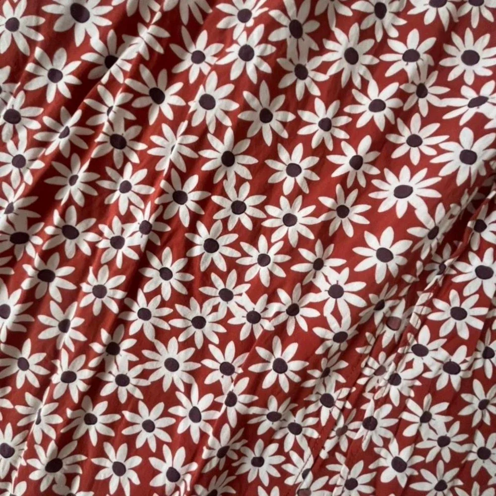Madewell red daisy print midi dress XXS floral cottagecore romantic eurosummer